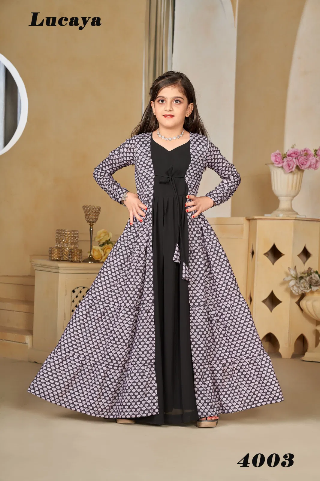 Jenny Vol 4 By Lucaya 4001 To 4003 Kids Wear Muslin Digital Printed Girls Gown Wholesale Shop In Surat
